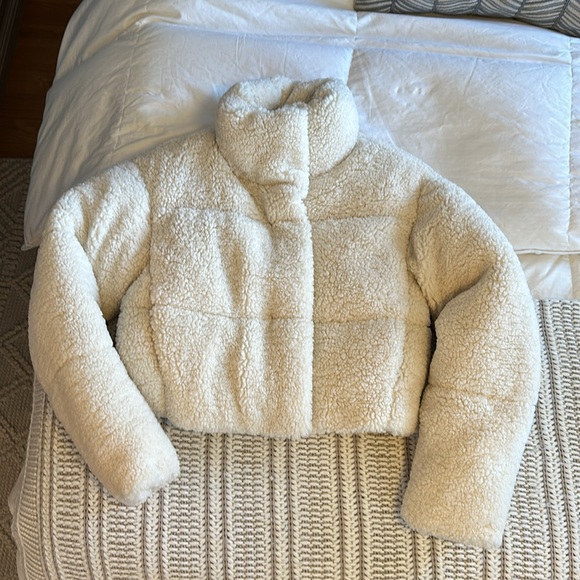 Zara faux shearling quilted anorak 1255/826 XS teddy Sherpa winter jacket coat - Picture 9 of 13
